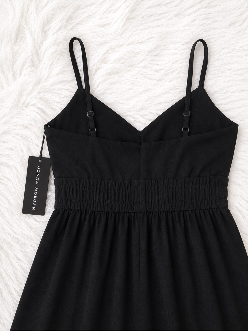 NWT Donna Morgan Black Midi Dress Size 2 Quiet Luxury Minimalist Cocktail Dress - Picture 3 of 3